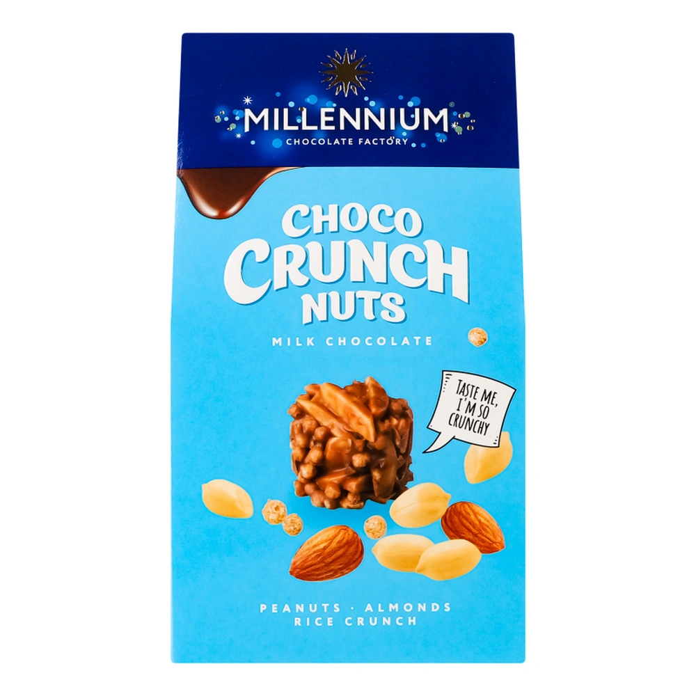 chocommc  Цукерки Міленіум Choco Crunch молочний з арахісом/мигдалем