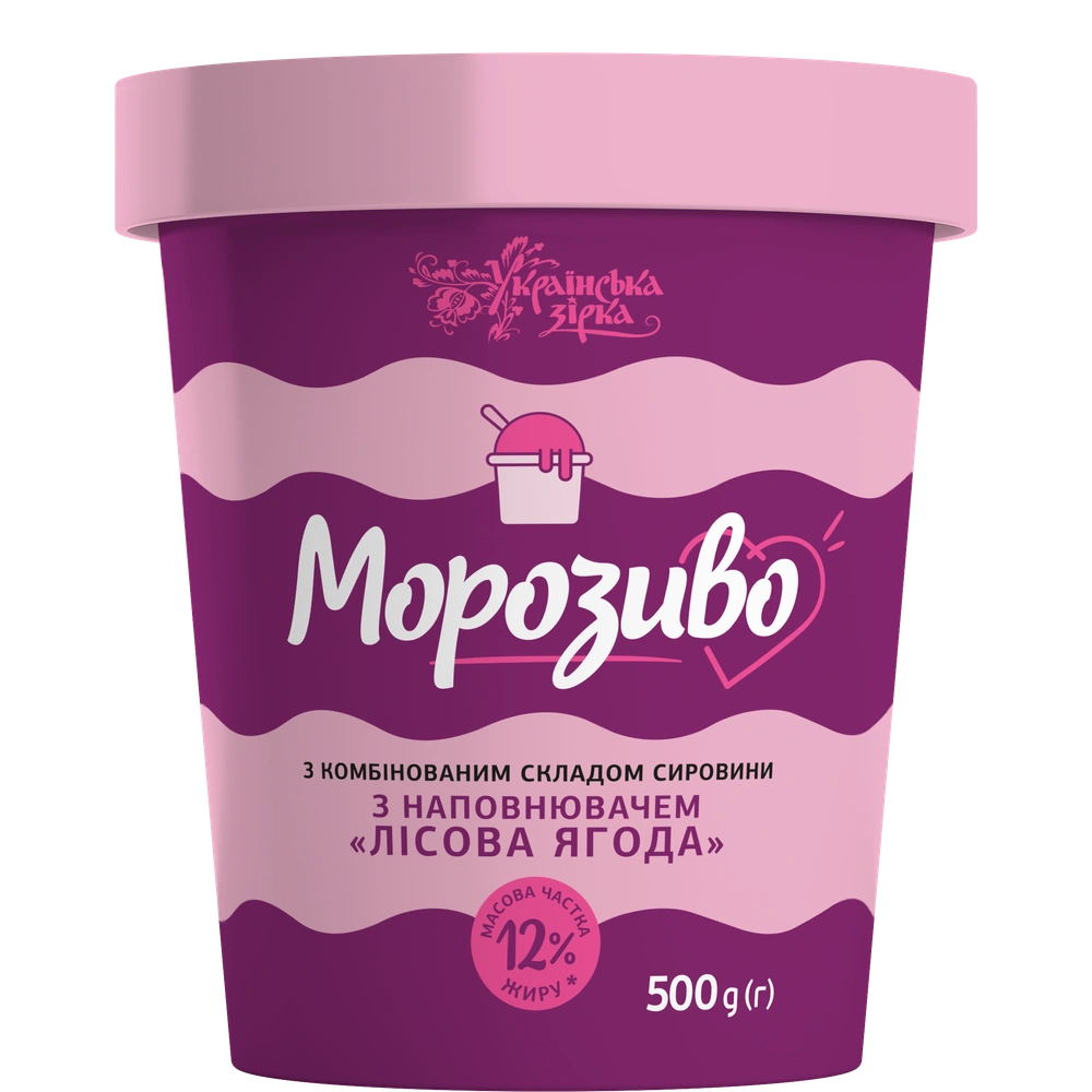 Морозиво Українська зірка 500 г відро з наповнювачем Лісова ягода